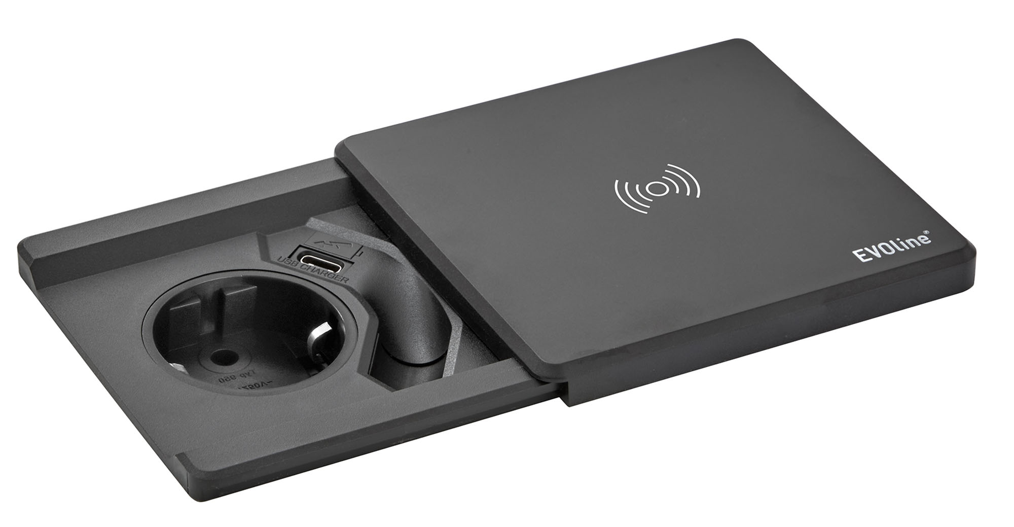 EVOline Square 80 - Steckdose mit induktive Ladefunktion und USB C Charger