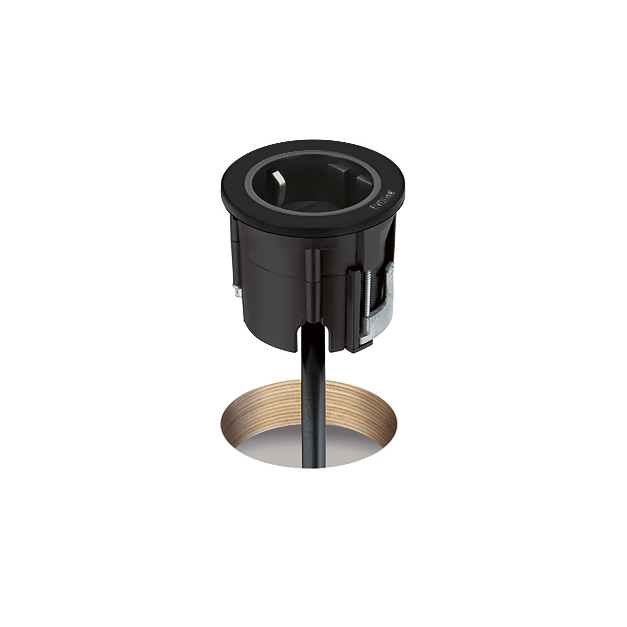 EVOline One DisQ runde Einbausteckdose mit indutiver Ladefunktion
