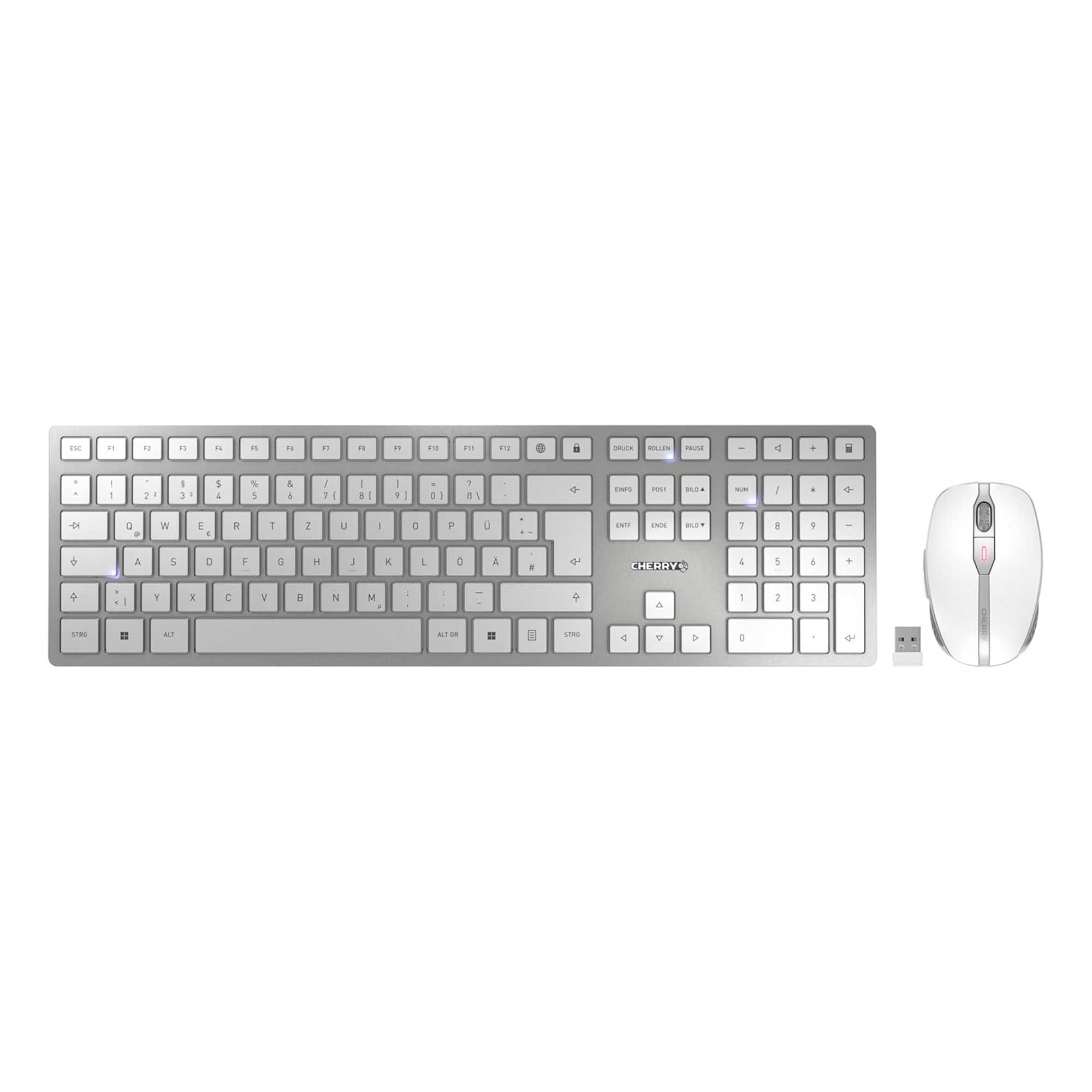 CHERRY DW 9100 SLIM Tastatur-Maus-Set kabellos Weiß