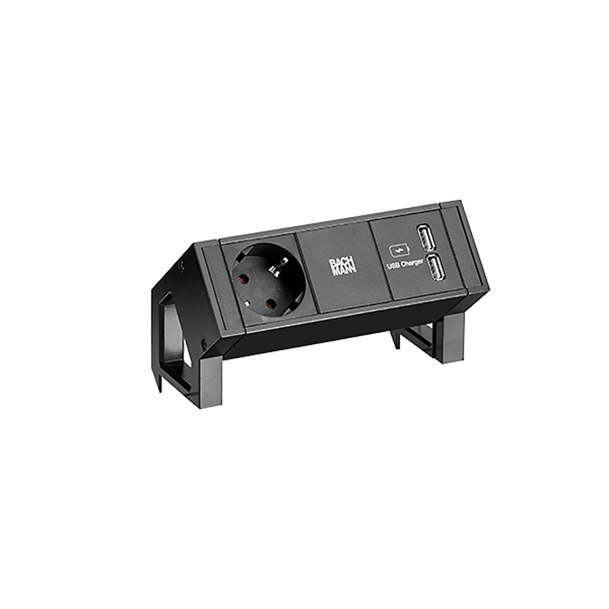 BACHMANN 1-fach Steckdosenleiste DESK 2 mit 2x USB-A - schwarz