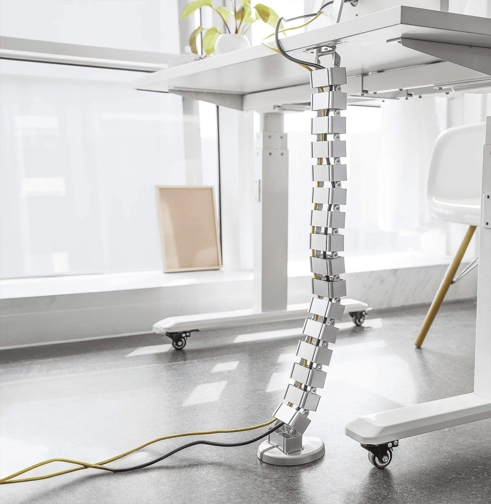 Spacetronik Kabelschlange 128 cm, eckig - Kabelmanagement für Büro, Schreibtisch - Grau