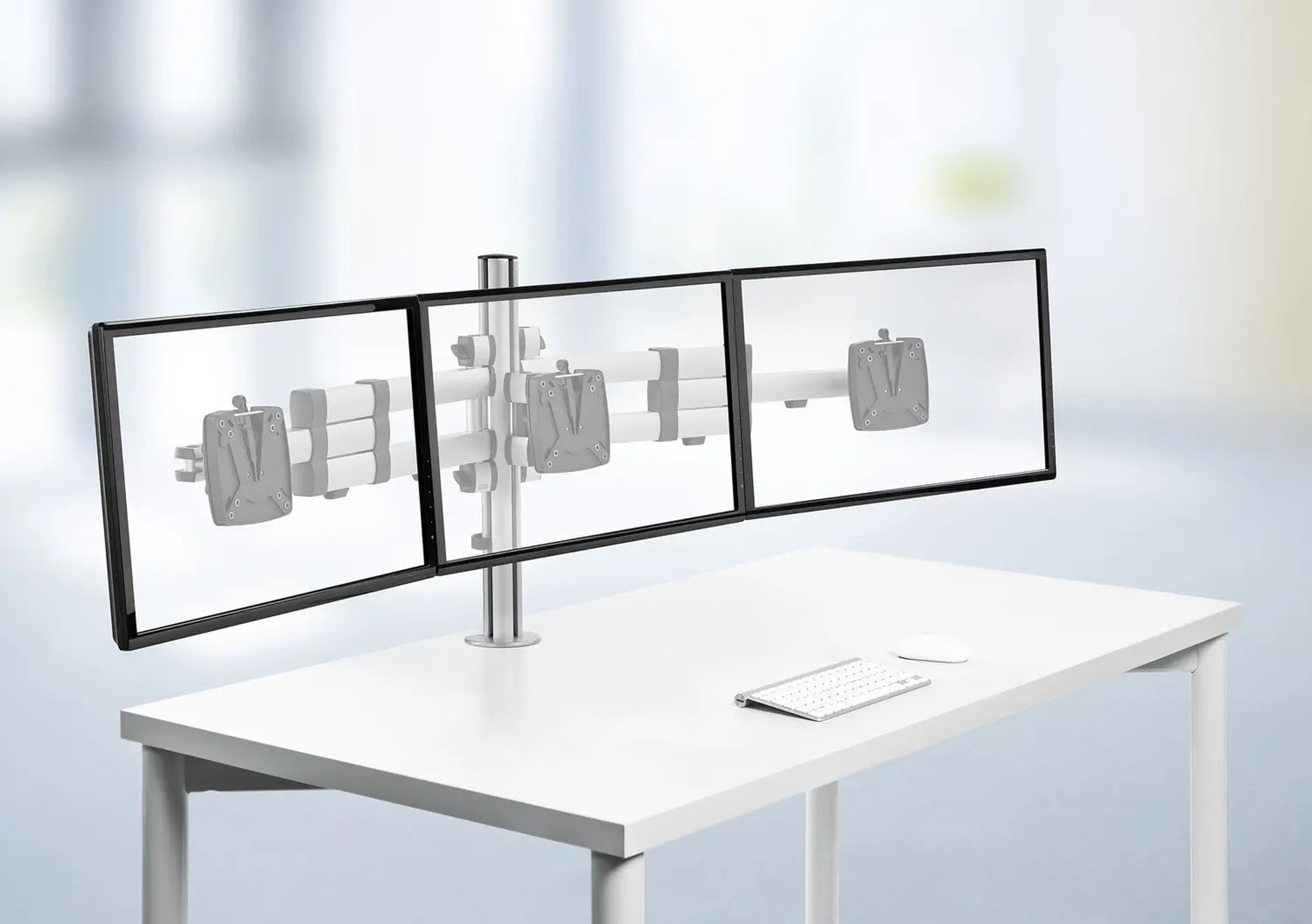 NOVUS Monitorhalterung 3 Monitore TSS Trio Teleskop, Silber
