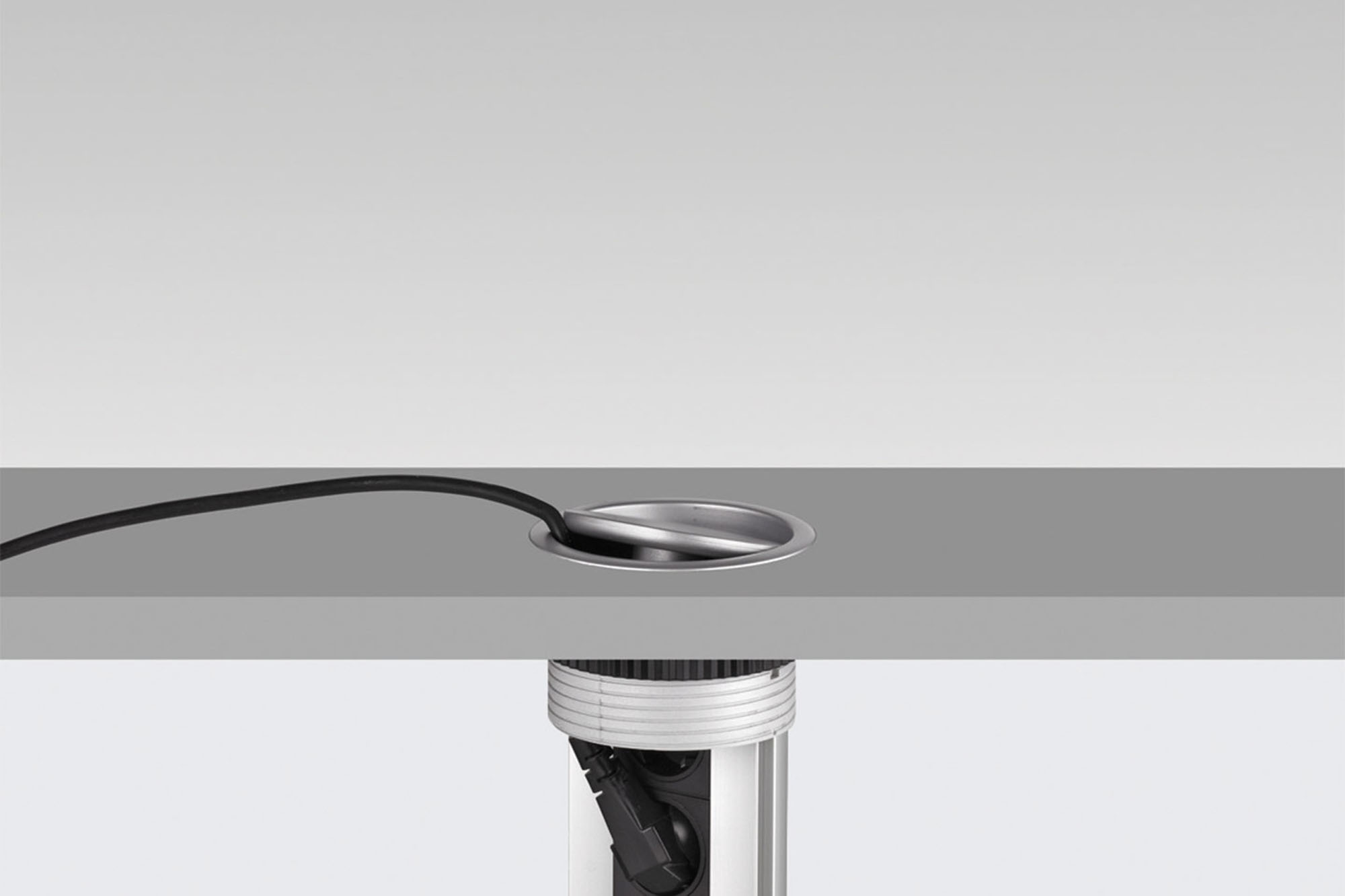 EVOline Port Data - versenkbarer 3-fach Einbausteckdose mit 2x  RJ45-Anschluss