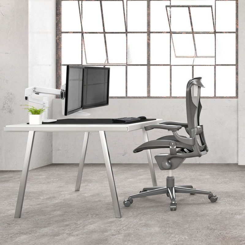 Ergotron LX Dual Direct Monitor Arm, Tischhalterung für 2 Monitore (bis 5 kg pro Monitor) - weiß