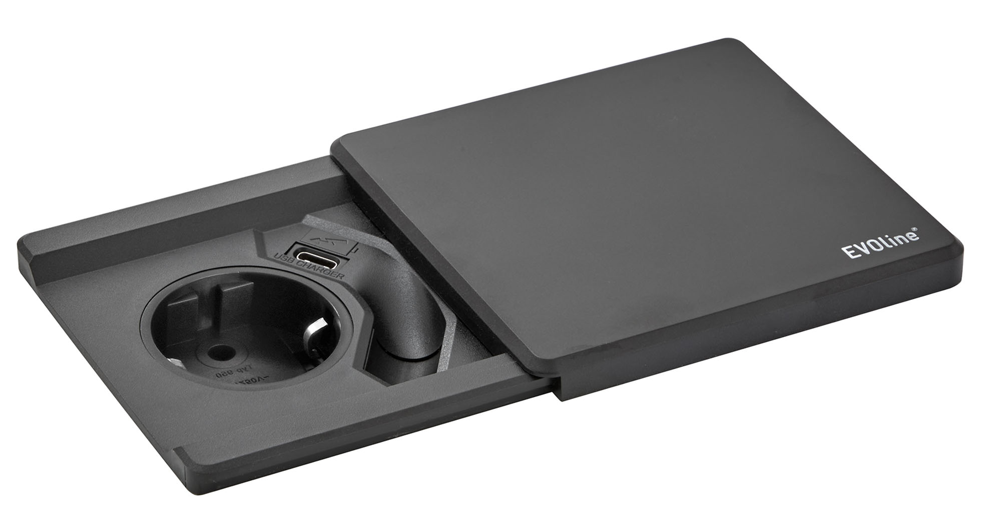 EVOline Square 80 - Steckdose mit USB Charger Typ C - schwarz