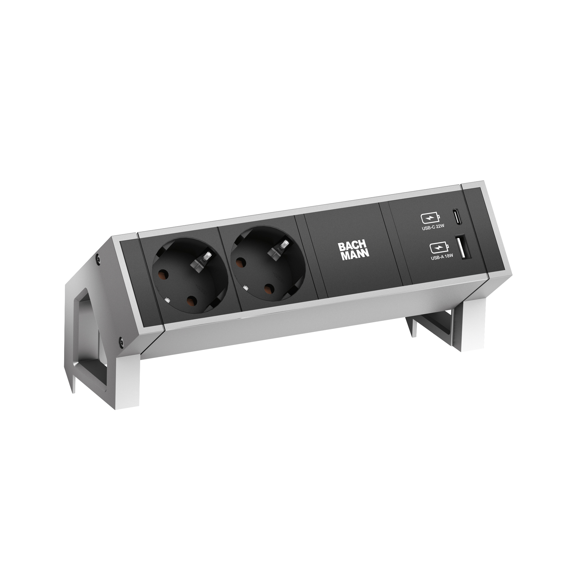 BACHMANN 2-fach Tischsteckdose DESK 2 mit USB-A & C Buchse