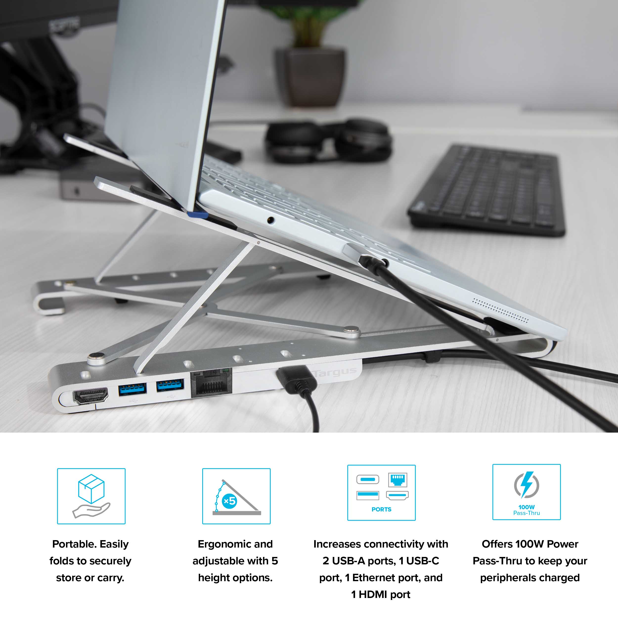 TARGUS Tragbarer Laptop-Ständer mit integriertem Dock