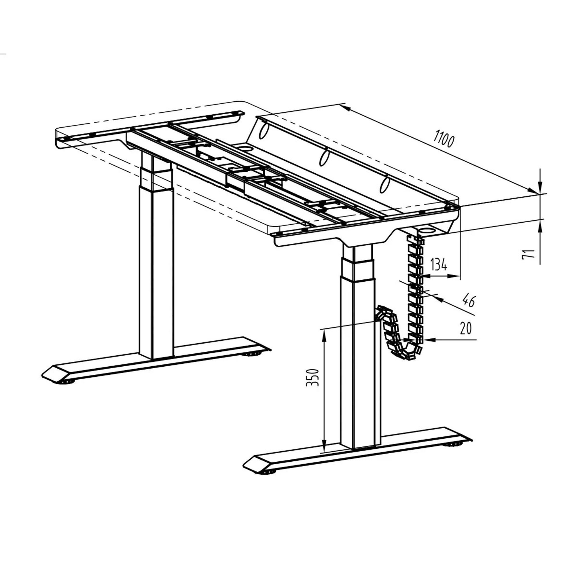 Spacetronik Kabelwanne mit Kabelschlange Grau