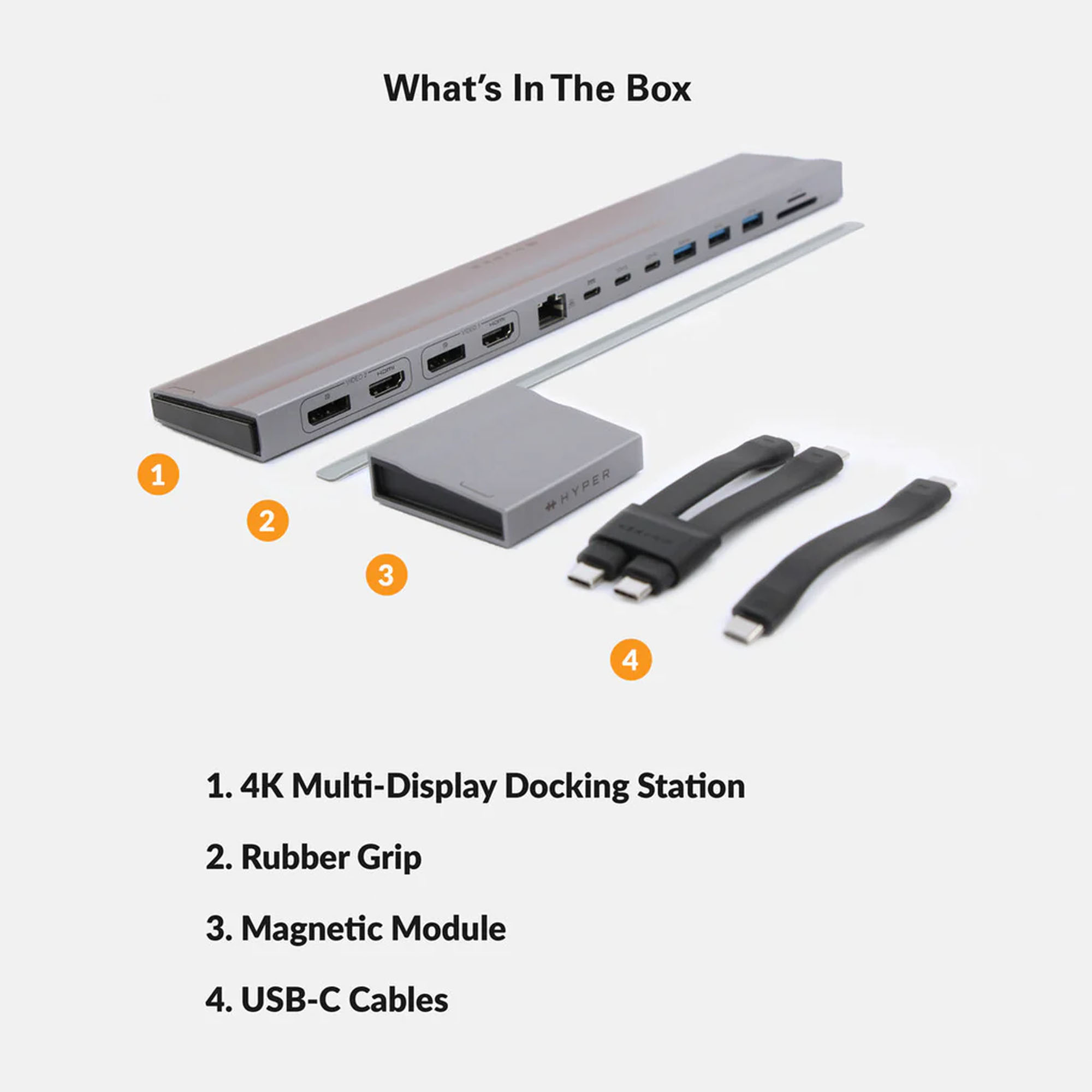 HYPER HyperDrive 4K Dockingstation - MB Pro für 1-3 Monitore | 13"-16" MacBooks - Silber