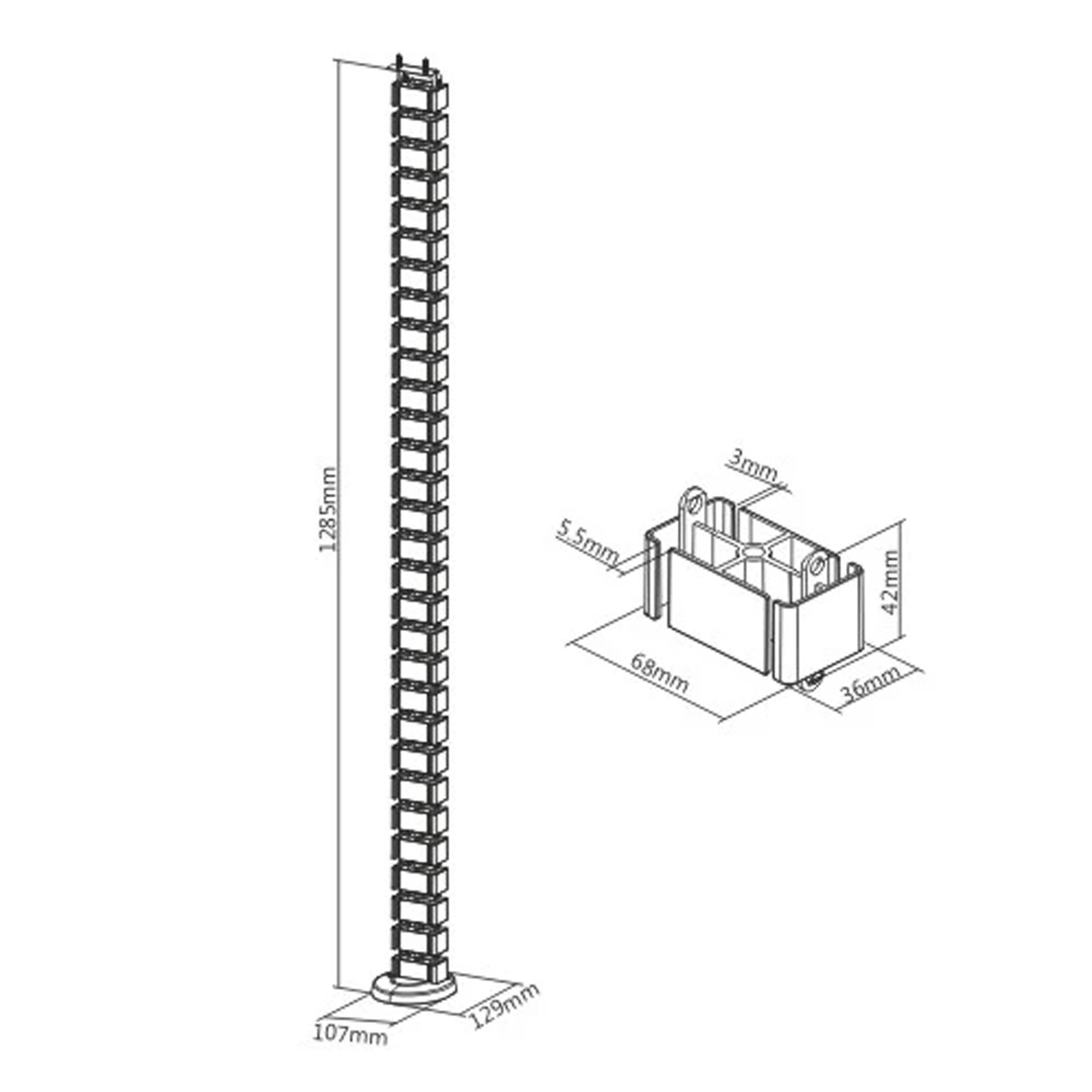 Spacetronik Kabelschlange 82 cm, eckig - Kabelmanagement für Büro, Schreibtisch - Weiß
