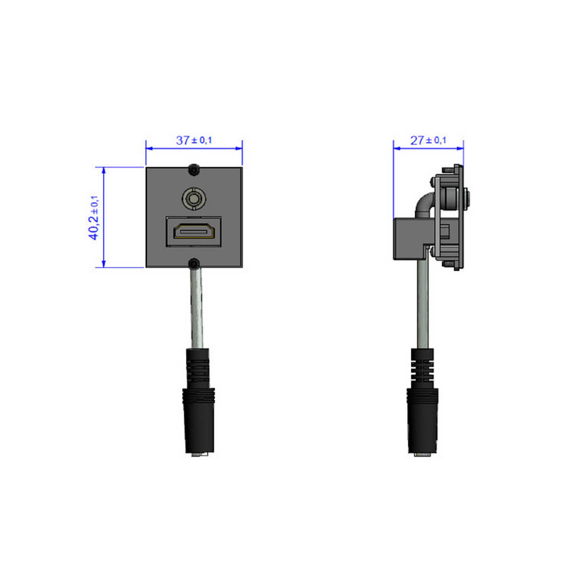 90° Custom Modul 1 x HDMI + Miniklinke