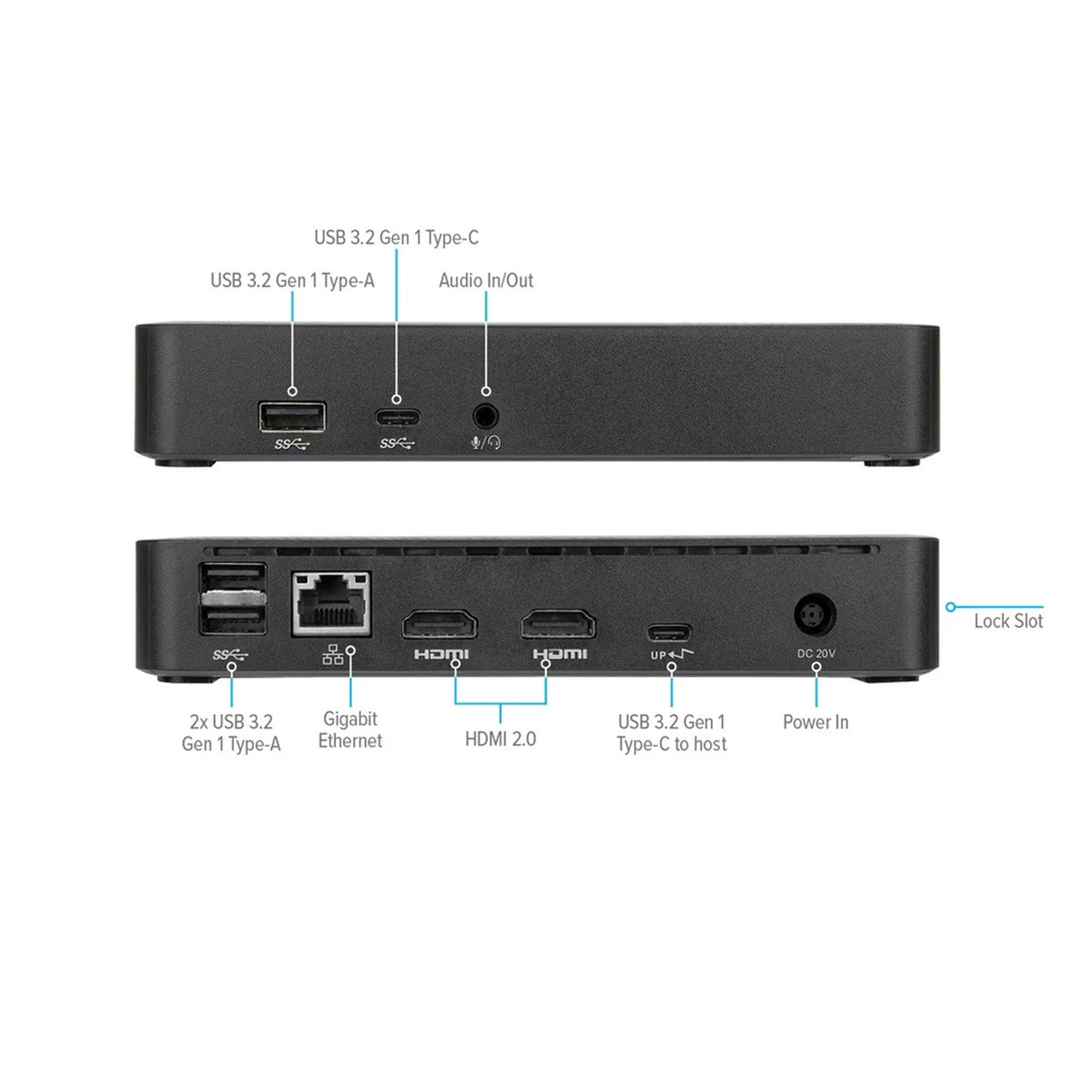 TARGUS Universelle USB-C DV4K Dockingstation für 1-2 Monitore mit 65 W Pass-Trough-Ladefunktion