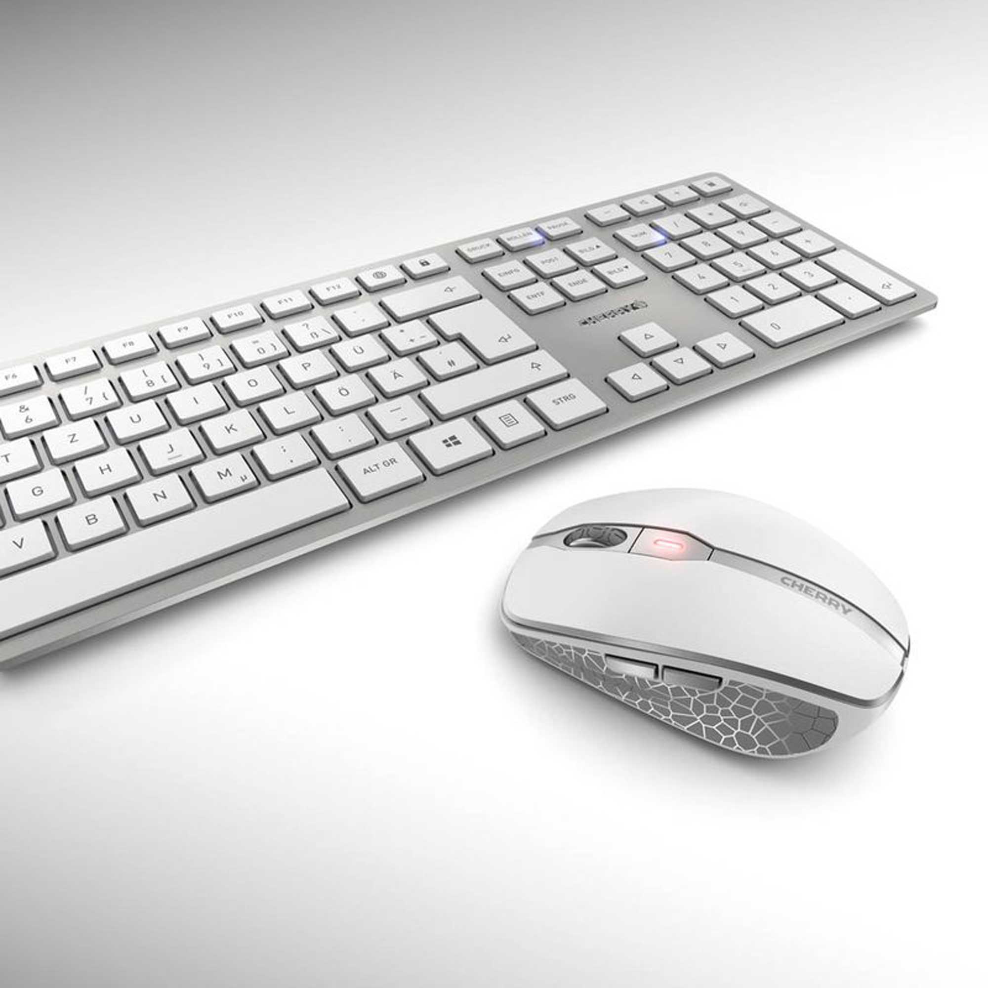 CHERRY DW 9100 SLIM Tastatur-Maus-Set kabellos Weiß