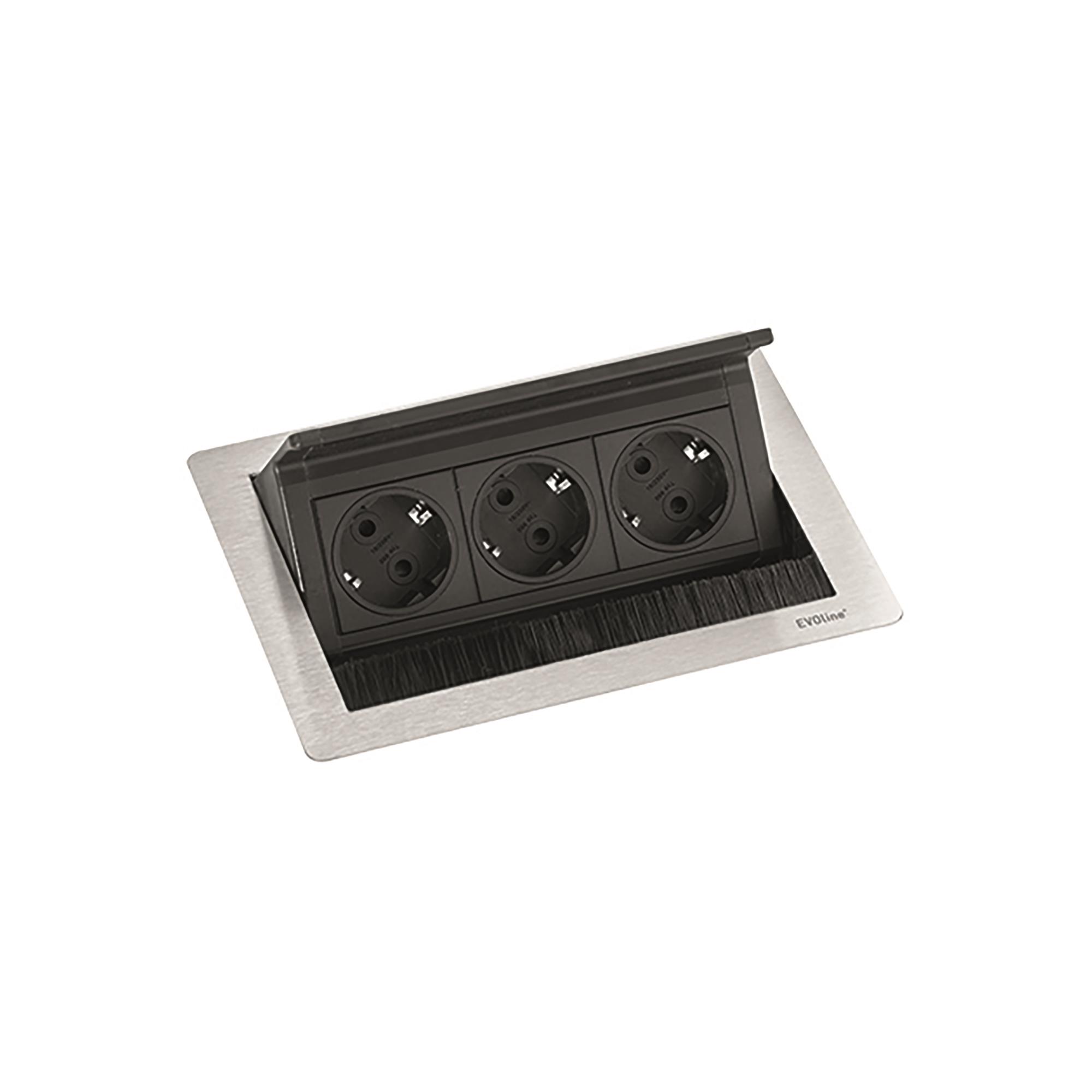 EVOline FlipTop Push 3-fach Einbausteckdose