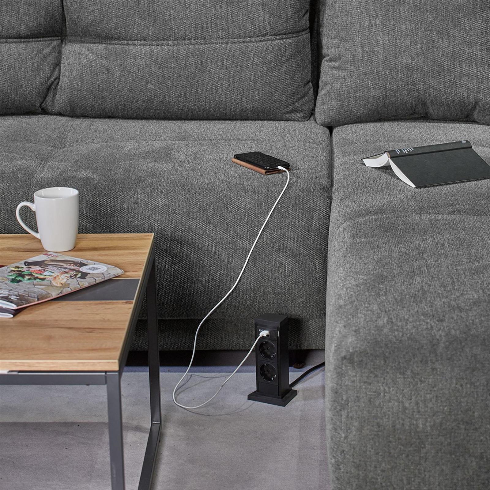 EVOline Up vertikale 2-fach Steckdose + Doppel USB Charger A+C