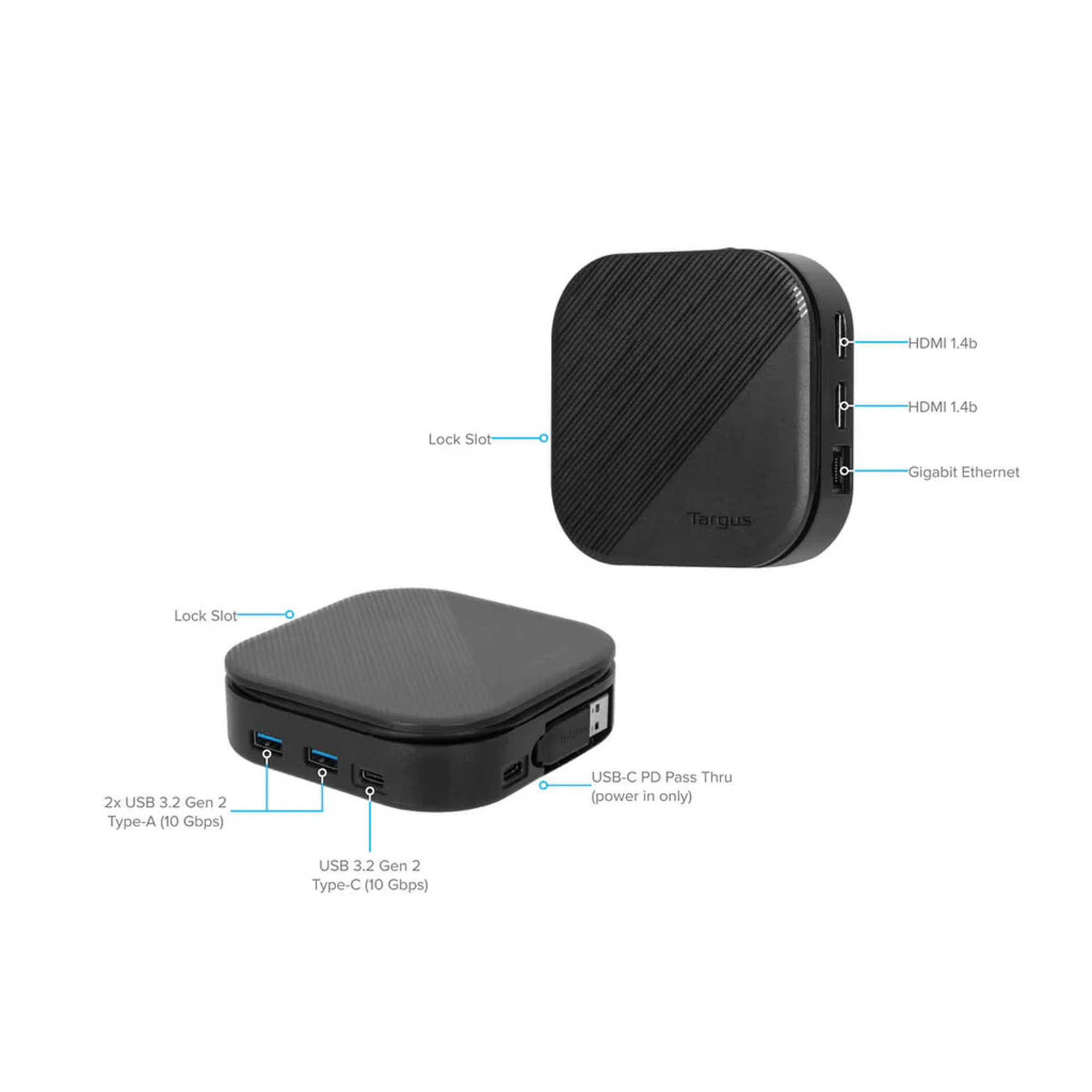 TARGUS USB-C Universal Dual HD Dockingstation für 1-2 Monitore mit 80 W PD Pass-Trough-Ladefunktion