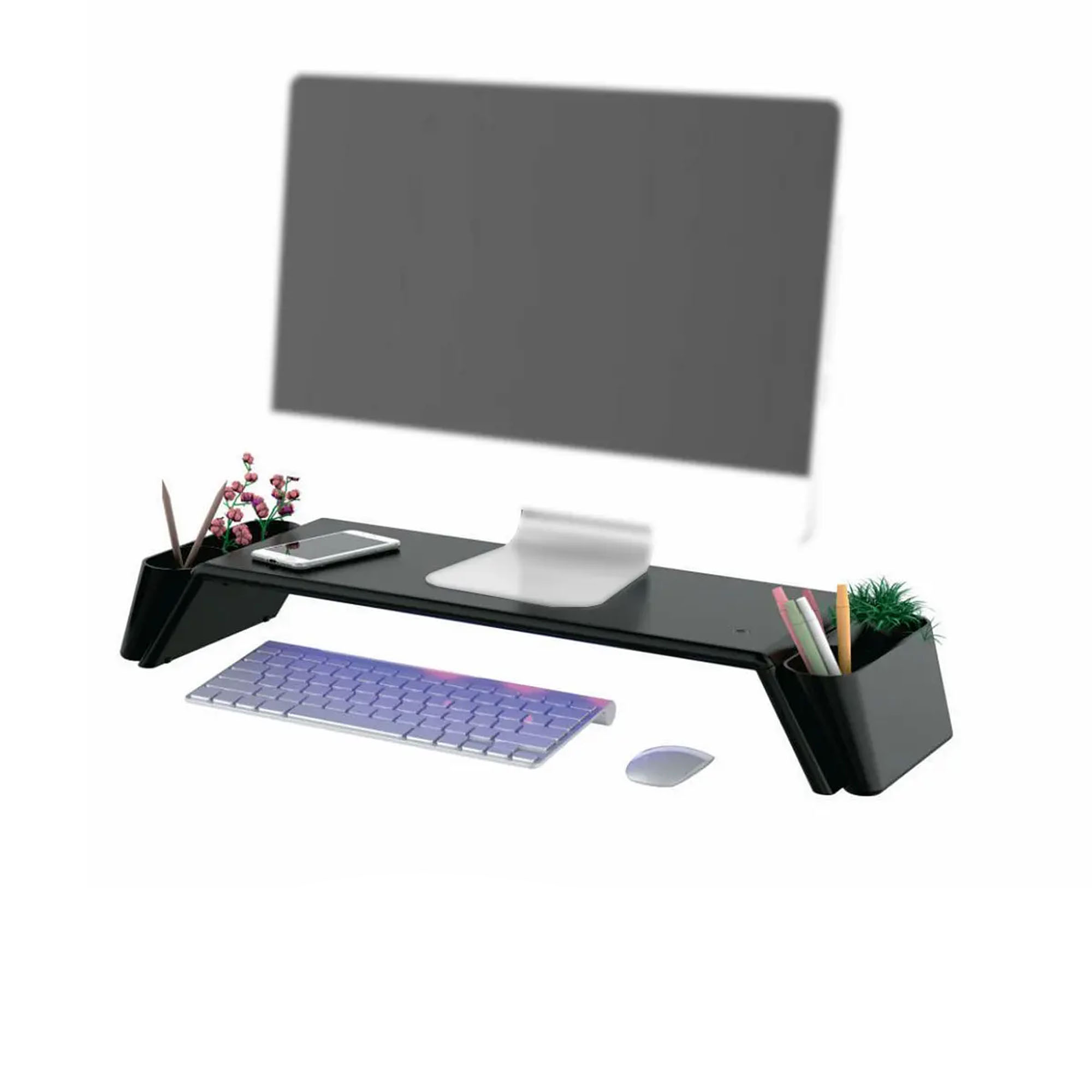 Spacetronik Monitorständer mit UV-Licht, Induktiver Ladestation & Behälter