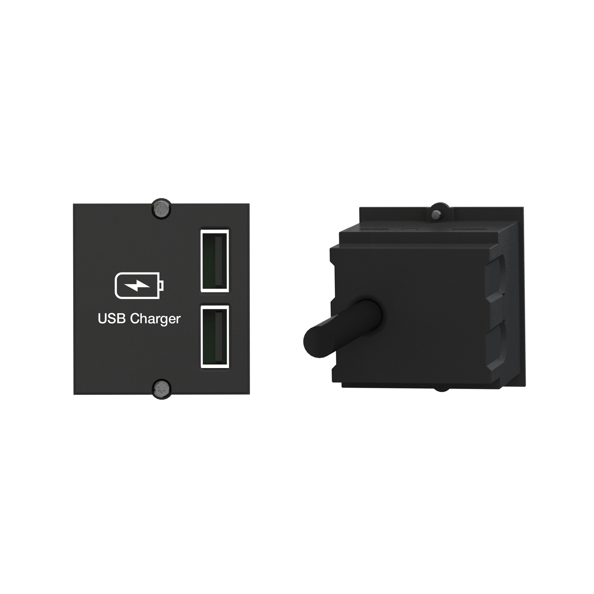 BACHMANN Custom Modul USB-Charger mit 2 x USB-A, schwarz