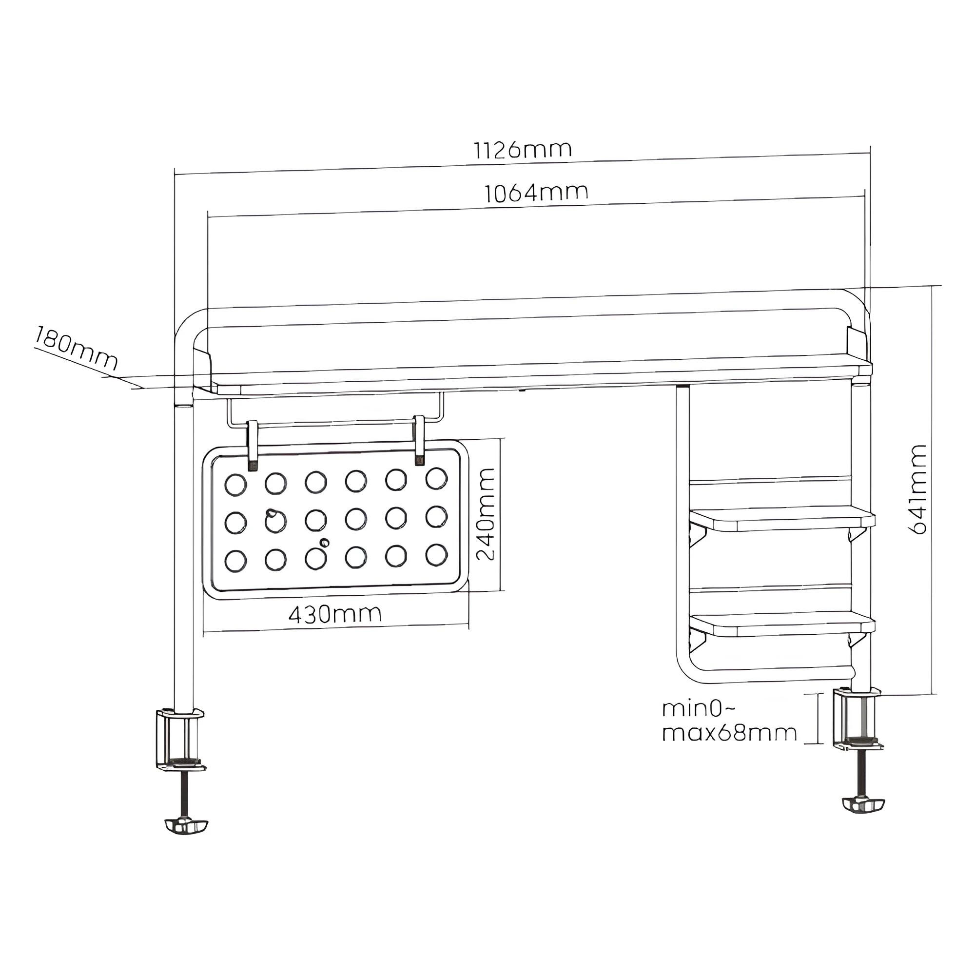 Spacetronik Organisationswand über dem Schreibtisch (ohne Bohren) 112,6 x 64,1 cm, Schwarz