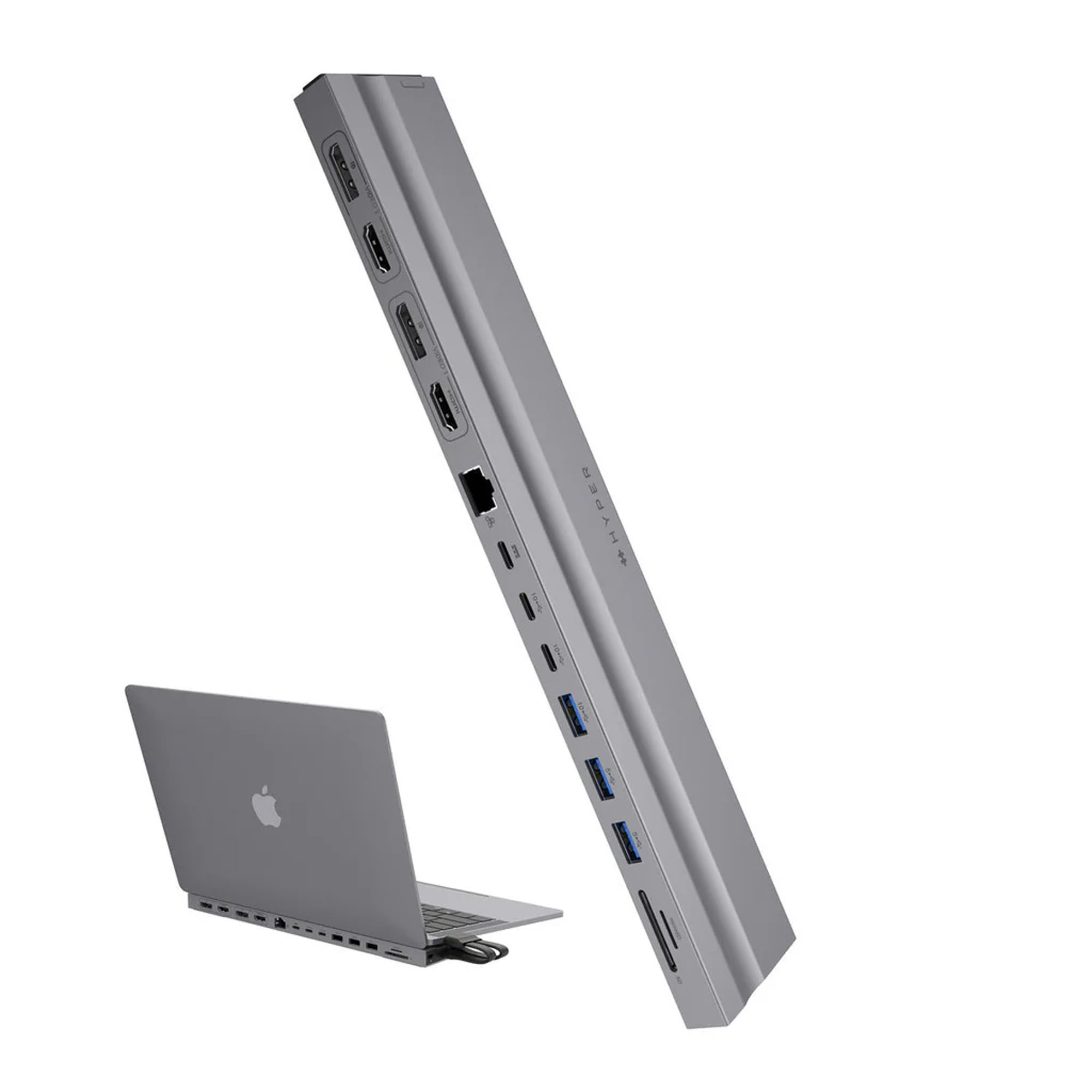 HYPER HyperDrive 4K Dockingstation - MB Pro für 1-3 Monitore | 13"-16" MacBooks - Silber