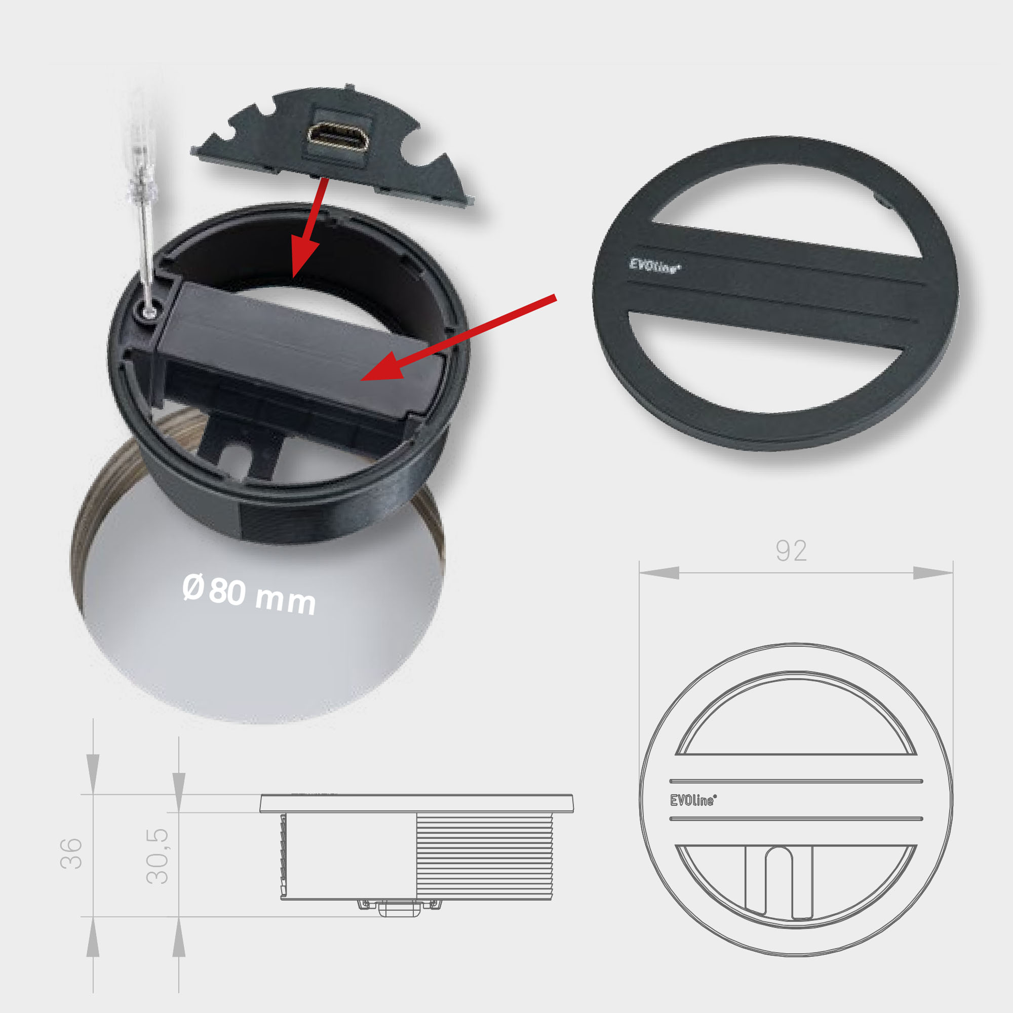 EVOline Circle 80 Access Einbaumodul (konfigurierbar)