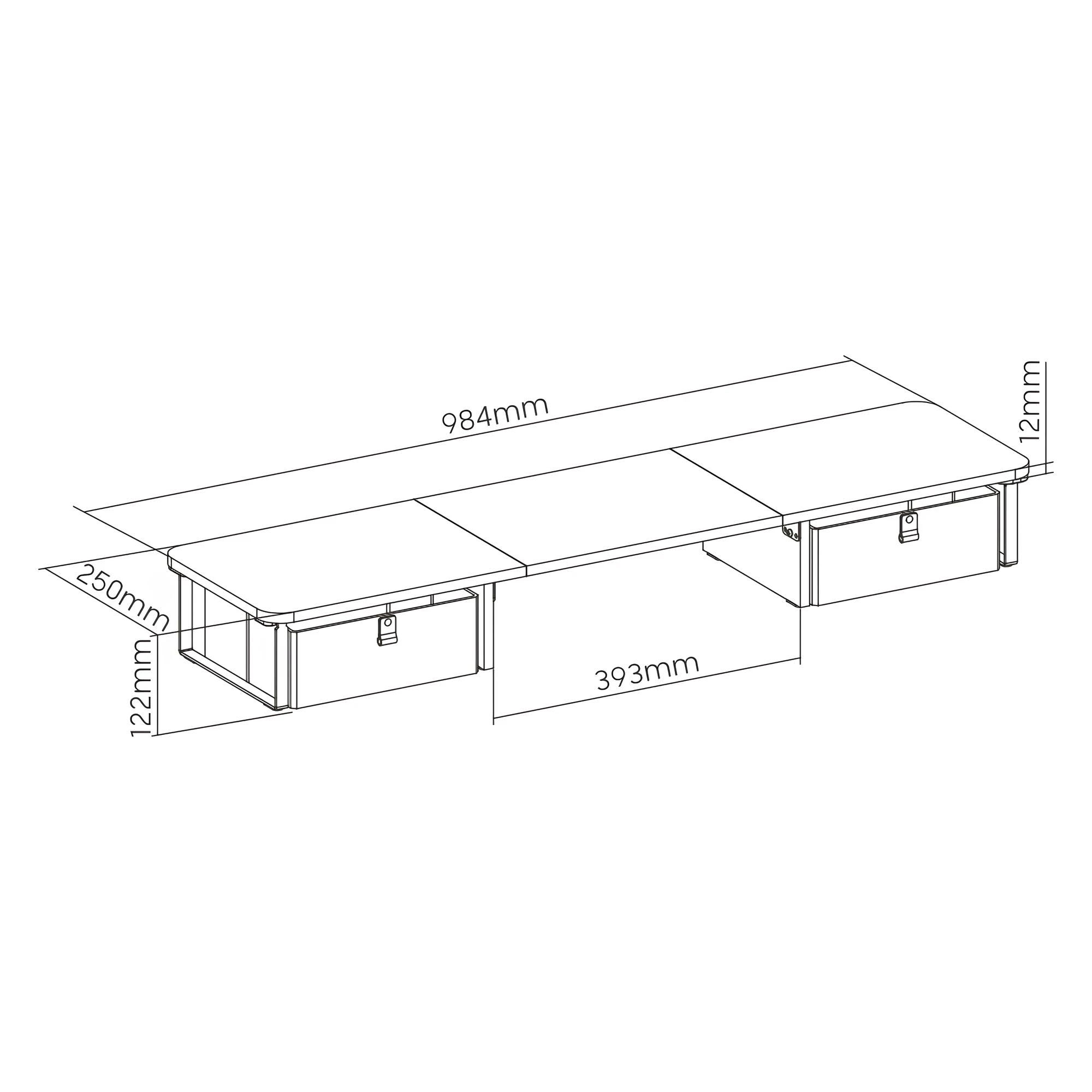Spacetronik Monitorständer mit Schubfächer (984 mm) Schwarz