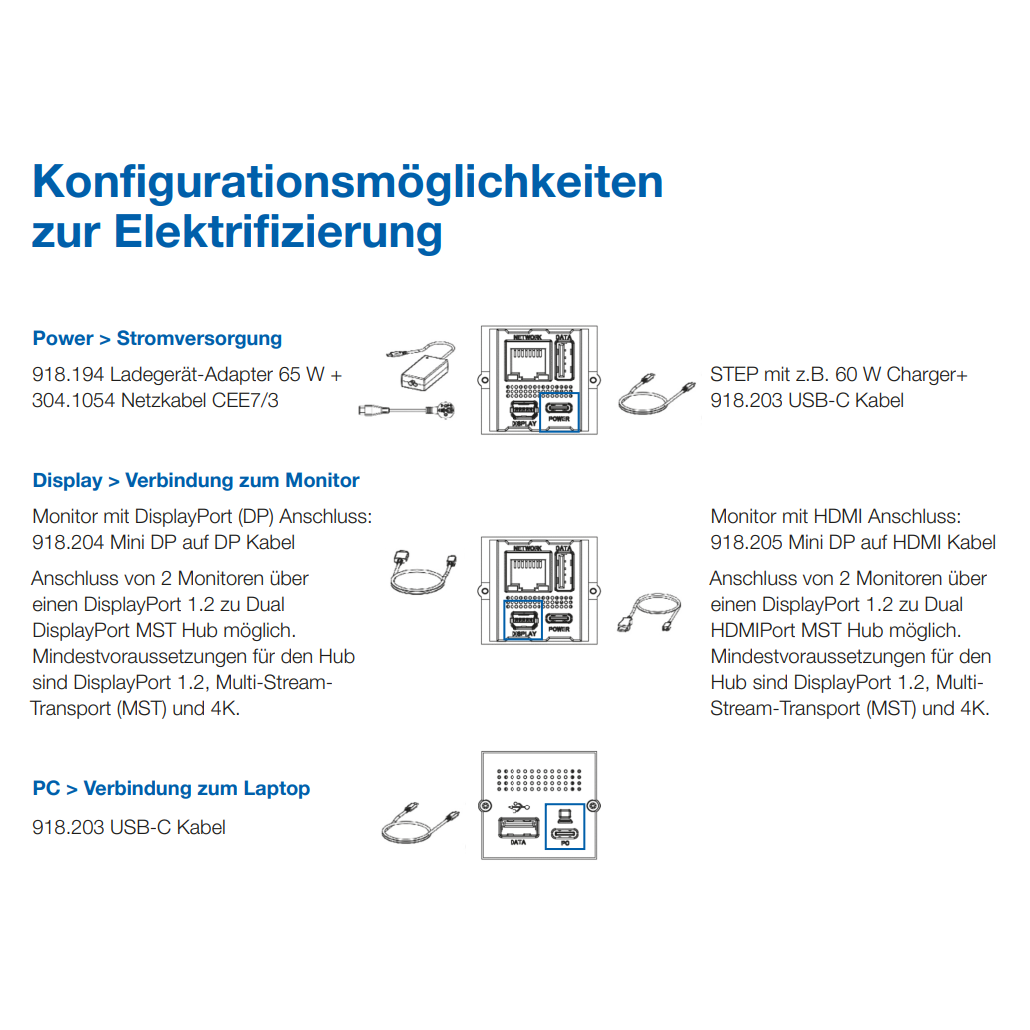 BACHMANN Custom Modul "Mini Port-Replikator" mit Anschlusskabel | 3-in-1: Laden, Internet, Bildschirm