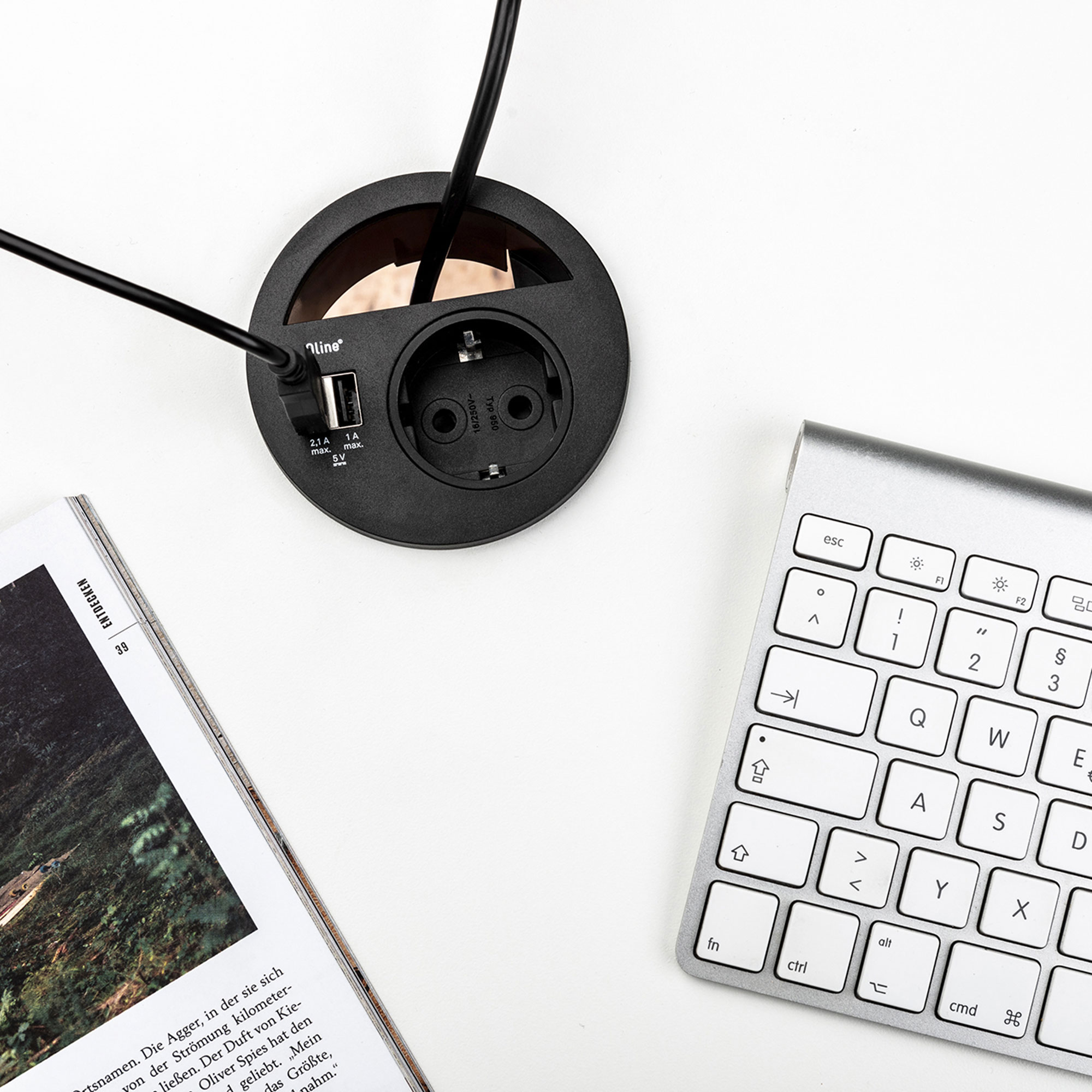 EVOline Circle 80 Steckdose mit Doppel USB Charger A+C (konfigurierbar)