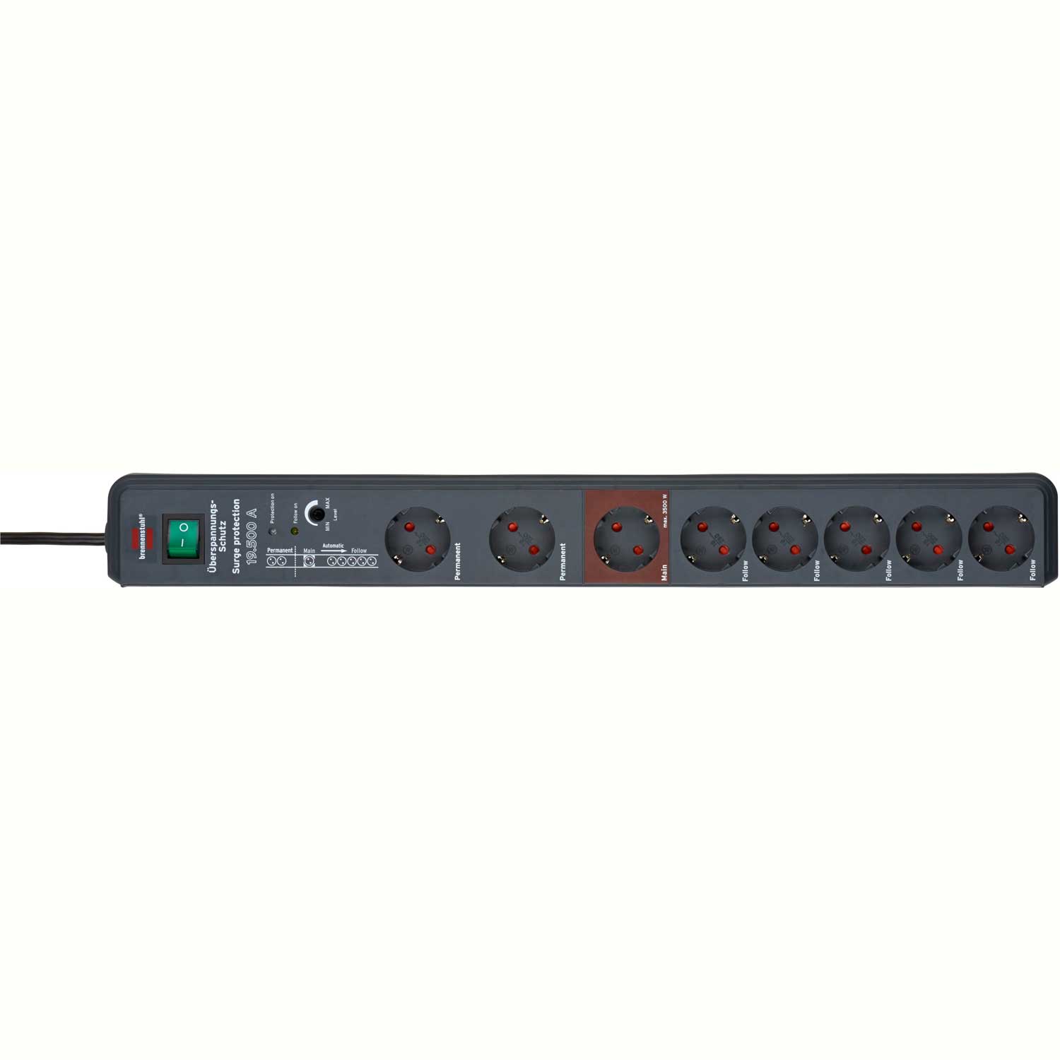 brennenstuhl Secure-Tec 8-fach Steckdosenleiste mit Master-/Slave Funktion
