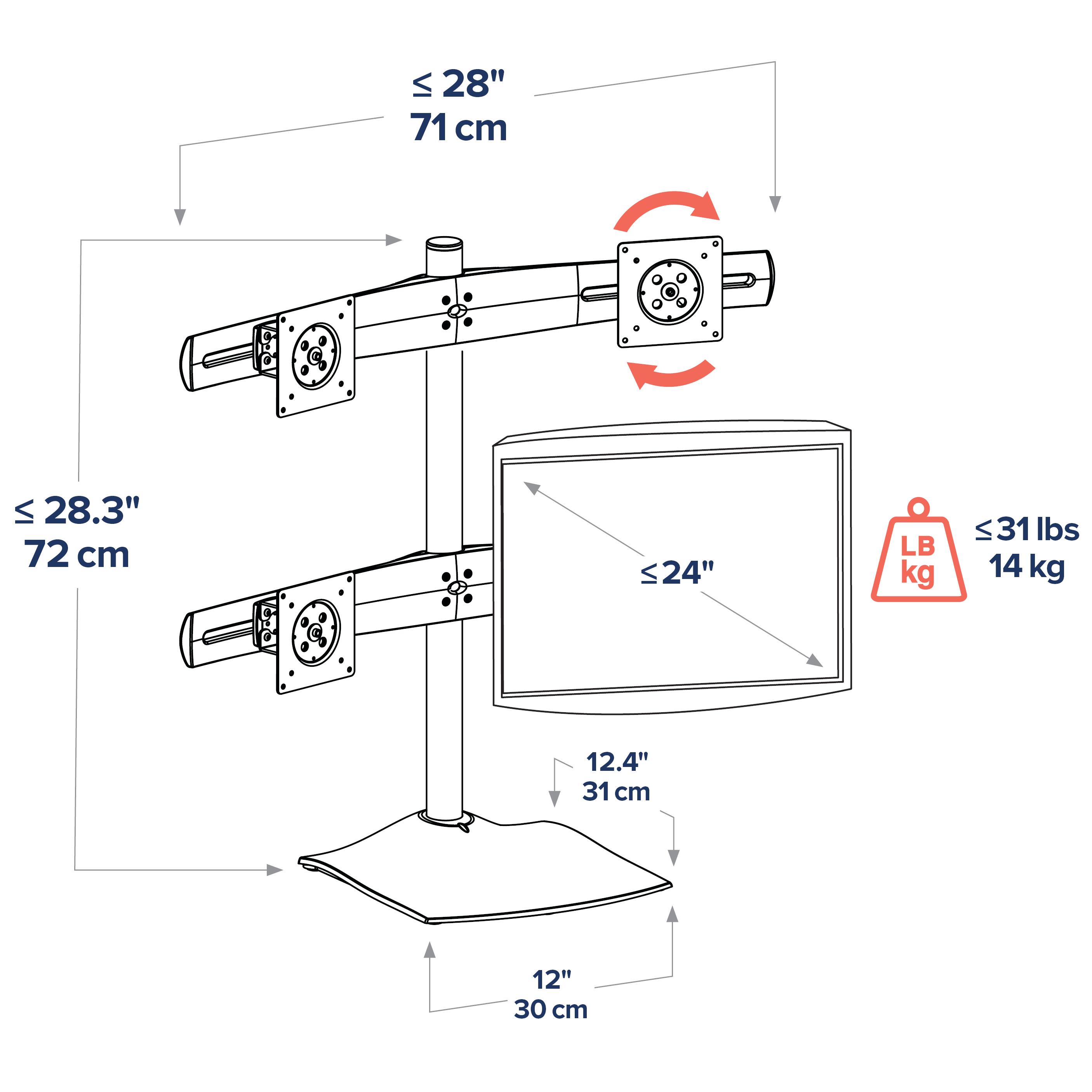 Ergotron DS100 Standfuß für 4 Monitore - schwarz