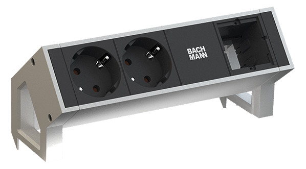 BACHMANN 2-fach Tischsteckdose DESK 2 mit Costum-Modul