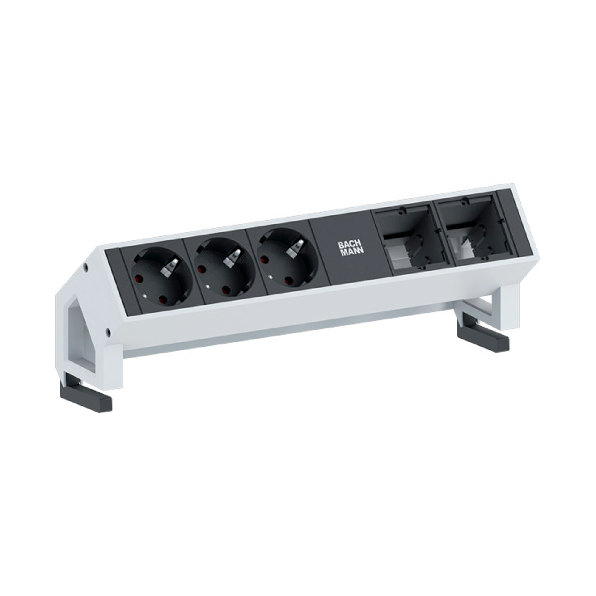 BACHMANN 3-fach Tischsteckdose DESK 2 mit 2 Costum-Modul Plätzen