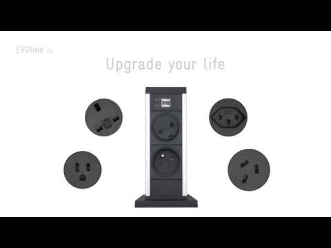 EVOline Up vertikale 2-fach Steckdose + Doppel USB Charger A+C